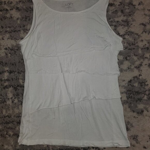 Ann Taylor Loft Petite White Blouse || Med - Picture 3 of 4